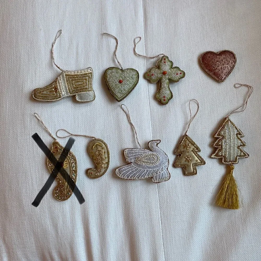 Set of 10 Red/Purple Beaded Valentines Tree Ornaments